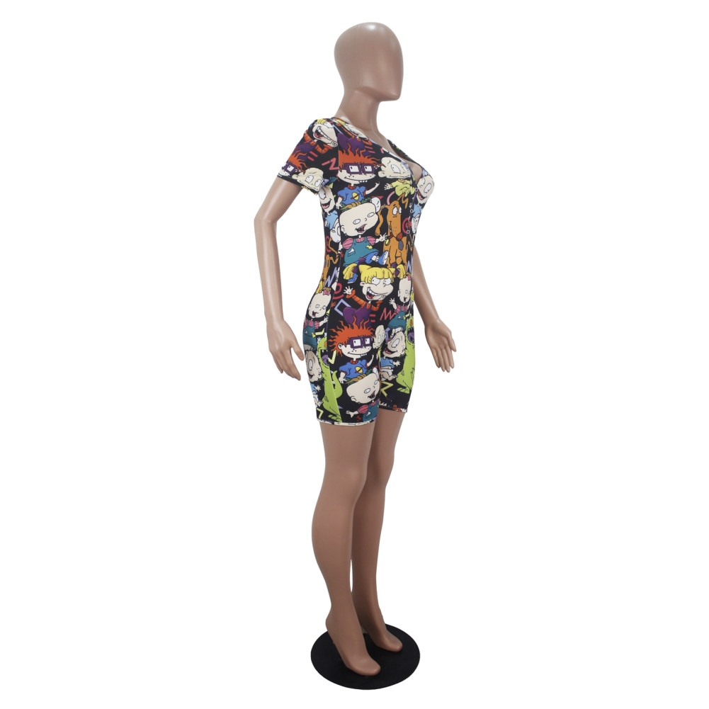 Summer African Cute Print V-Neck Rompers