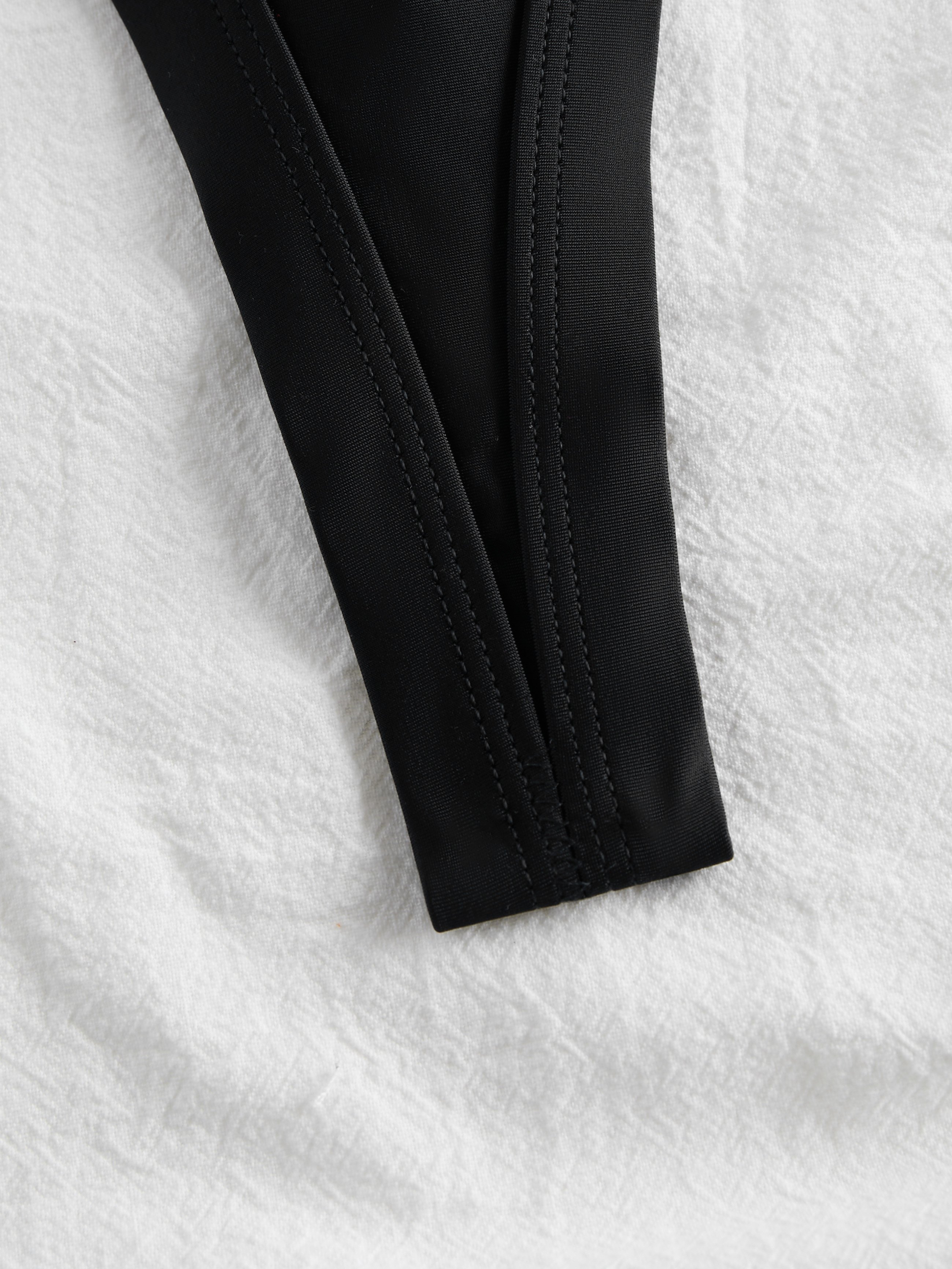 Solid Cut Out Backless String Thong Bikini