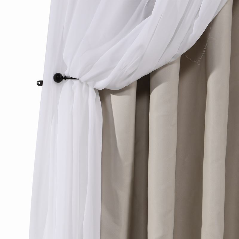 Layered Curtain Mix & Match Elegance White Crushed Voile x Blackout Curtain Grommet Panel ELI