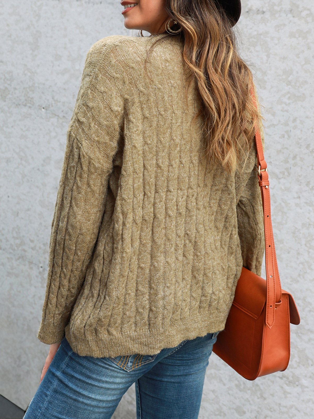 Sweet Crew Neck Knitted Knitted Sweater
