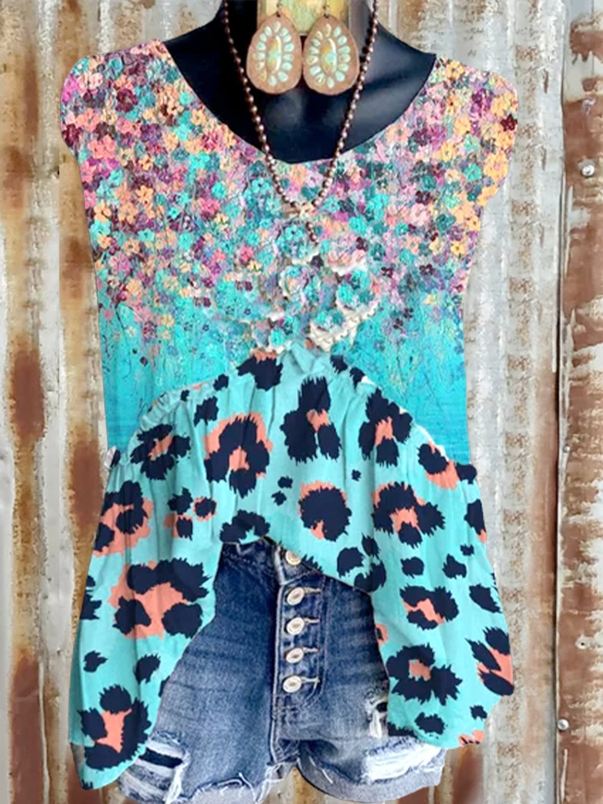 Cold Shoulder Casual Cotton-Blend Shirts & Tops