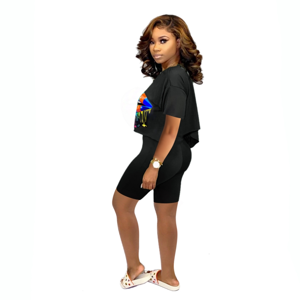 Print Crop Top and Shorts Set