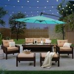 10FT Patio Offset Lighted Hanging Cantilever Umbrella Sogeshome