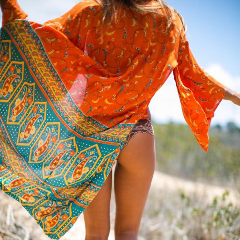 Beach Sunscreen Cardigan Loose Printed Bikini Blouse