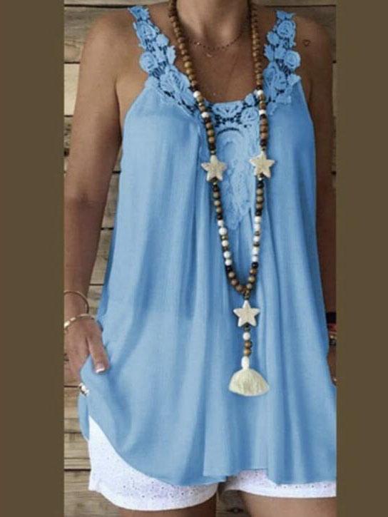 Casual U-Neck Sleeveless Shirts & Tops