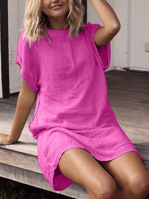 Plus Size Casual Solid Casual Short Sleeve Dresses