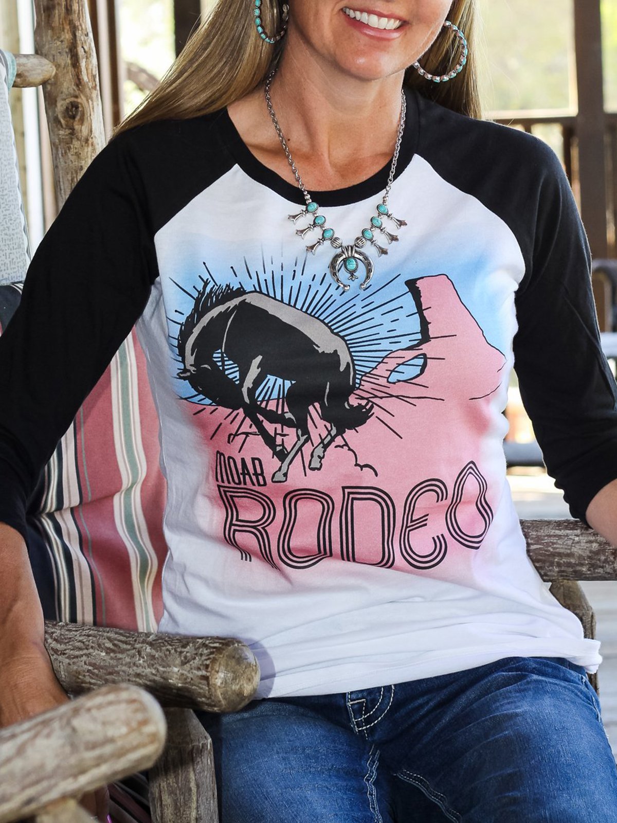 Cartoon Printed Shift 3/4 Sleeve Shirts & Tops