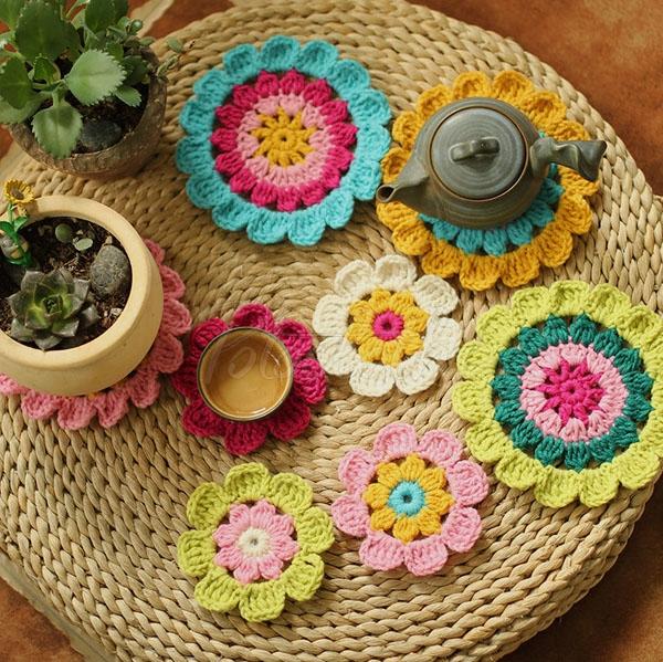 Hand Hook Flower Coaster Eight-piece Set