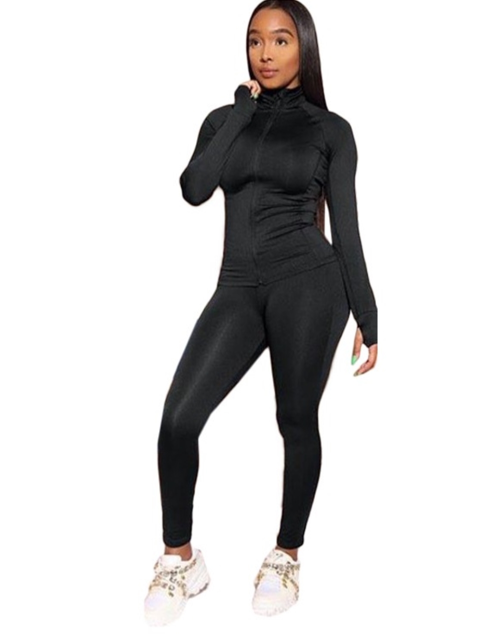 Long Sleeve Plain Tight Tracksuit