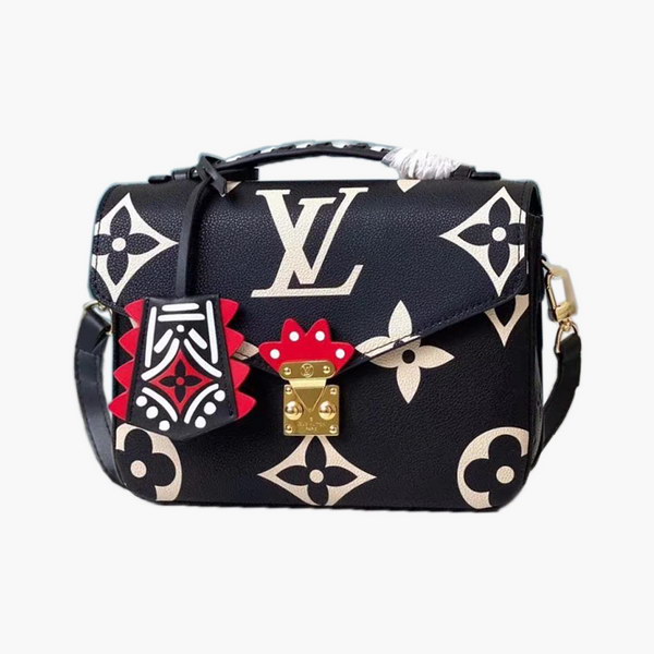 【原版皮】路易威登/LV Pochette Métis 手袋，以压纹皮革呈现超大Monogram印花，搭配顶部编织手柄，涂鸦风格挂饰和S-lock锁扣，即刻俘获视觉焦点，款号：M45385