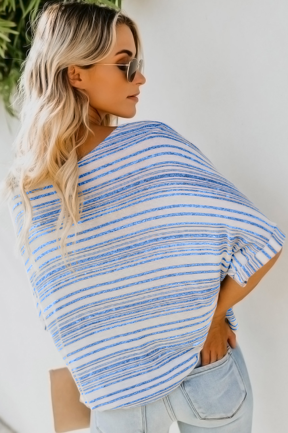 Sky Blue Estate Knit Twist Top