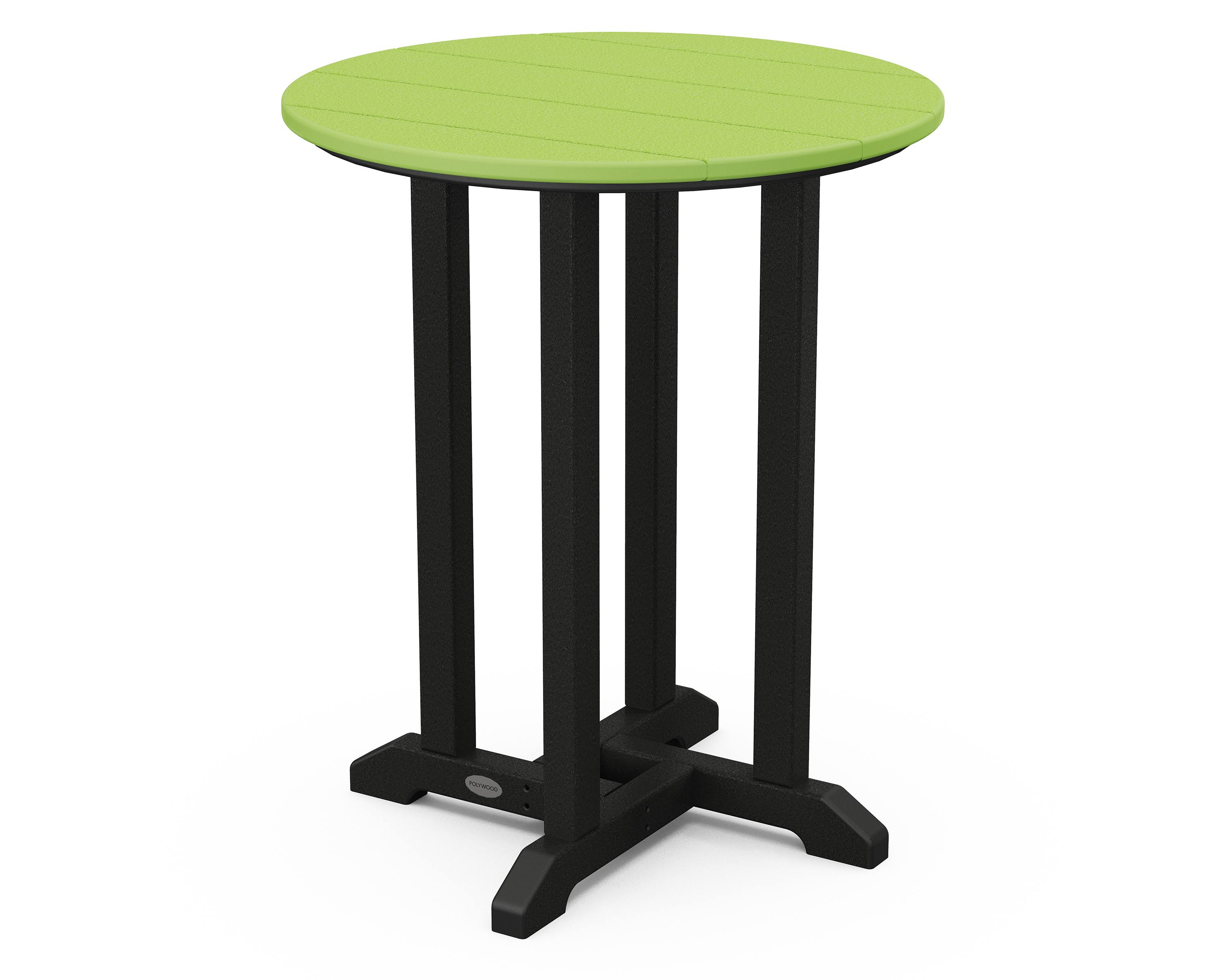 POLYWOOD Contempo 24x22 Round Dining Table - Black - Lime