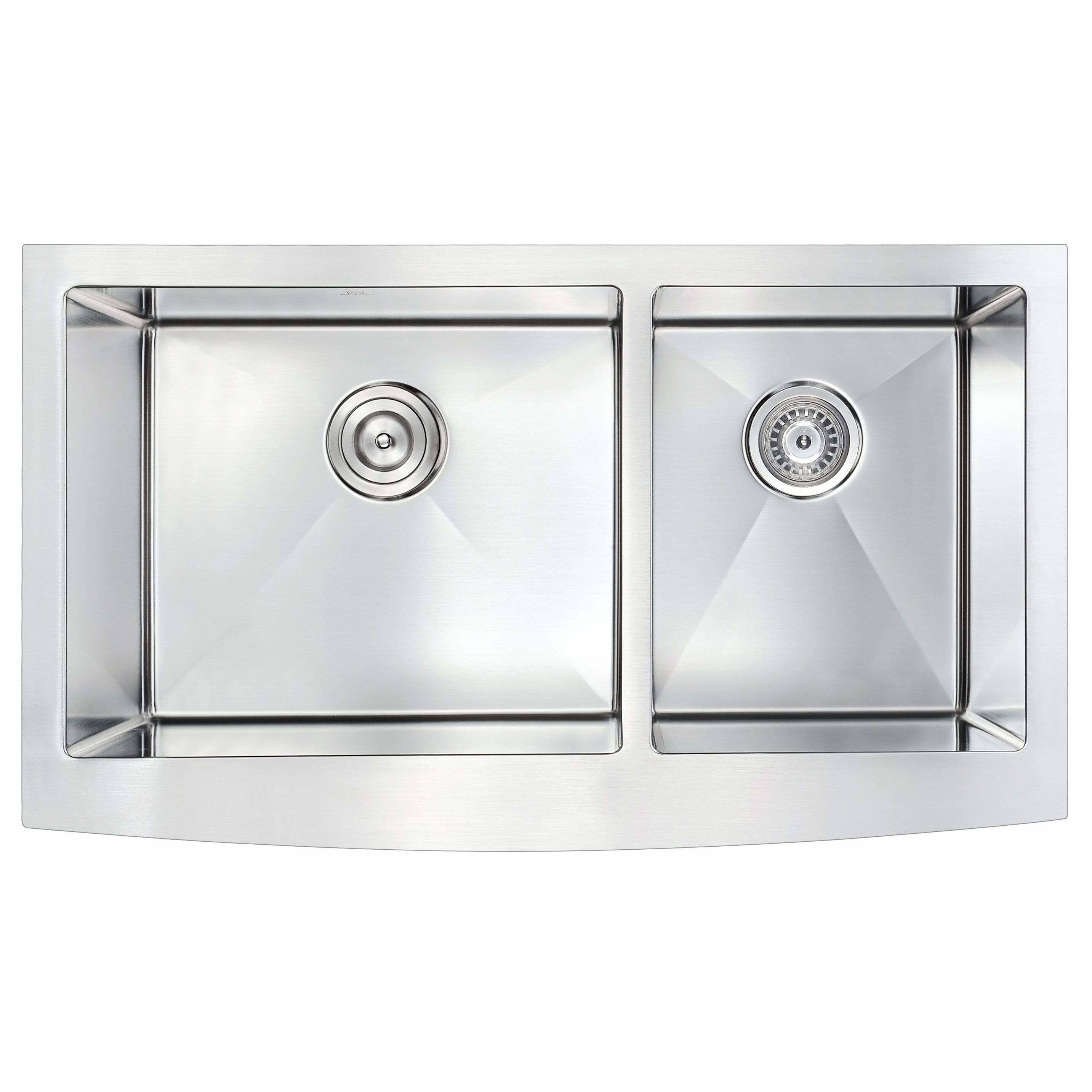 Anzzi Elysian 36x22 60/40 Double Bowl Stainless Steel Farmhouse Kitchen Sink