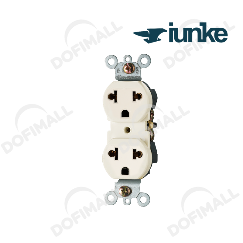 TOMACORRIENTE DOBLE POLO TIERRA COLOR MARFIL 15A