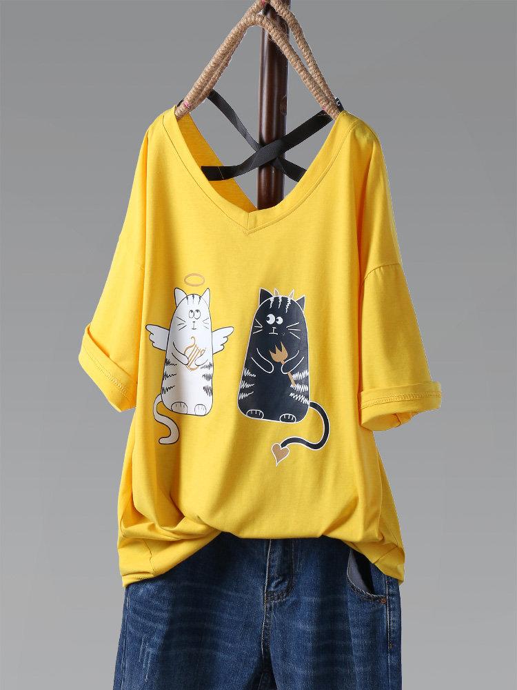 Round Neck Floral Cotton-Blend Casual Shirts & Tops