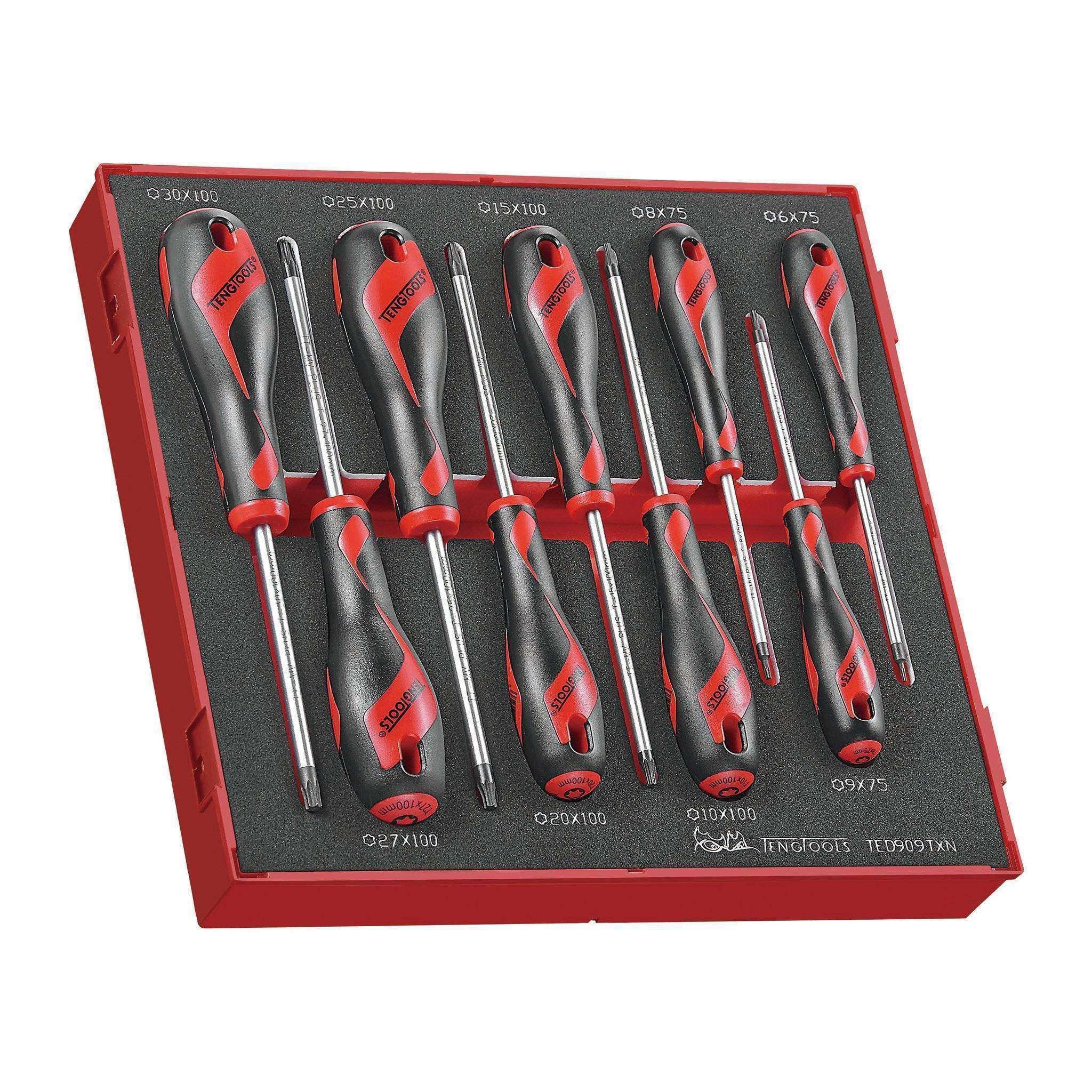Teng Tools  �C 9 Piece TX Screwdriver Set in EVA Tray �C TEN-O-TED909TXN