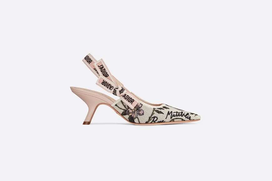 J'Adior Slingback Pump Multicolor Cotton with Rosa Mutabilis Embroidery