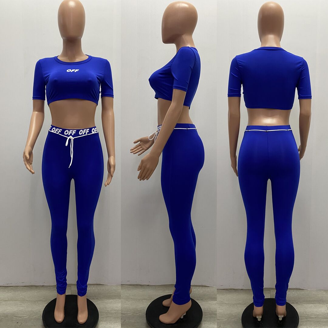 Summer Sports Fitness Crop Top and High Waist Legging Set