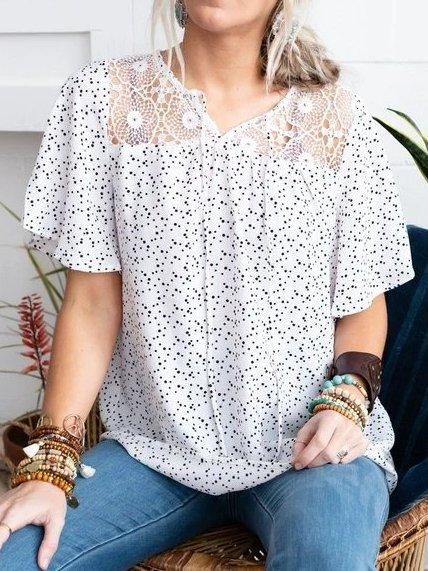 Holiday Shift Color-Block Polka Dots Shirts & Tops