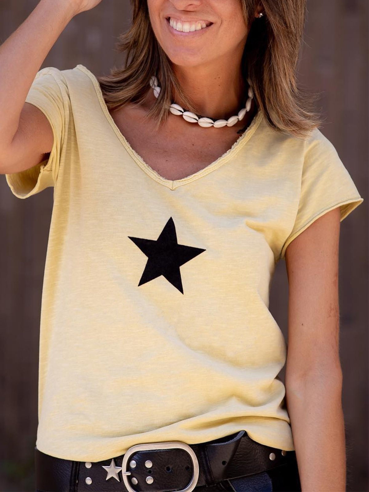 V Neck Cotton Casual Shirts & Tops