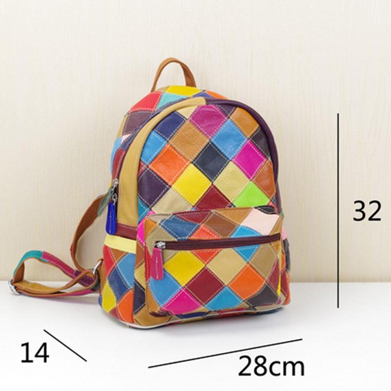 Leather stitching bohemian backpack
