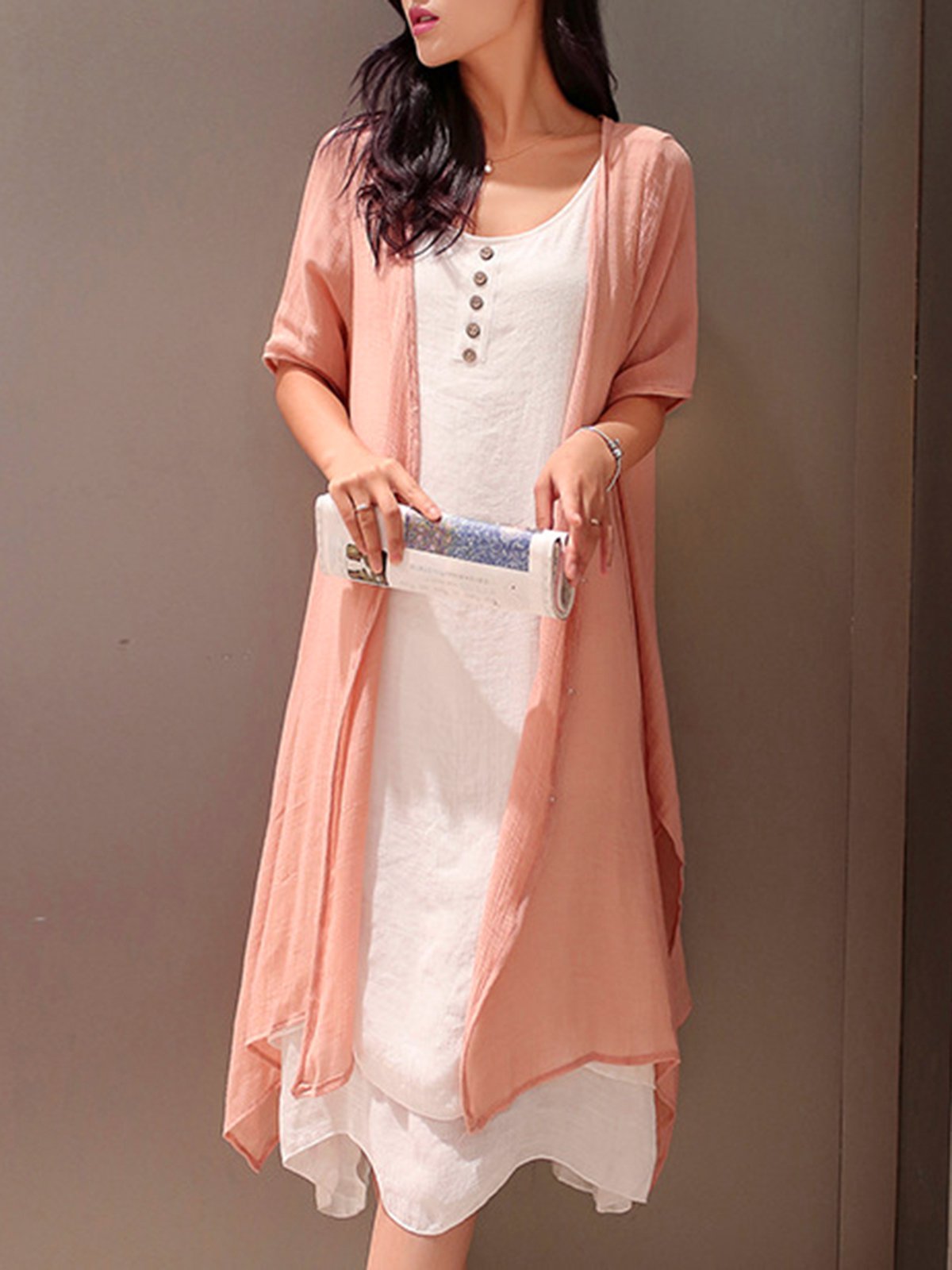 Crew Neck Women Casual Dresses Two Piece Going Out Casual Solid Dresses