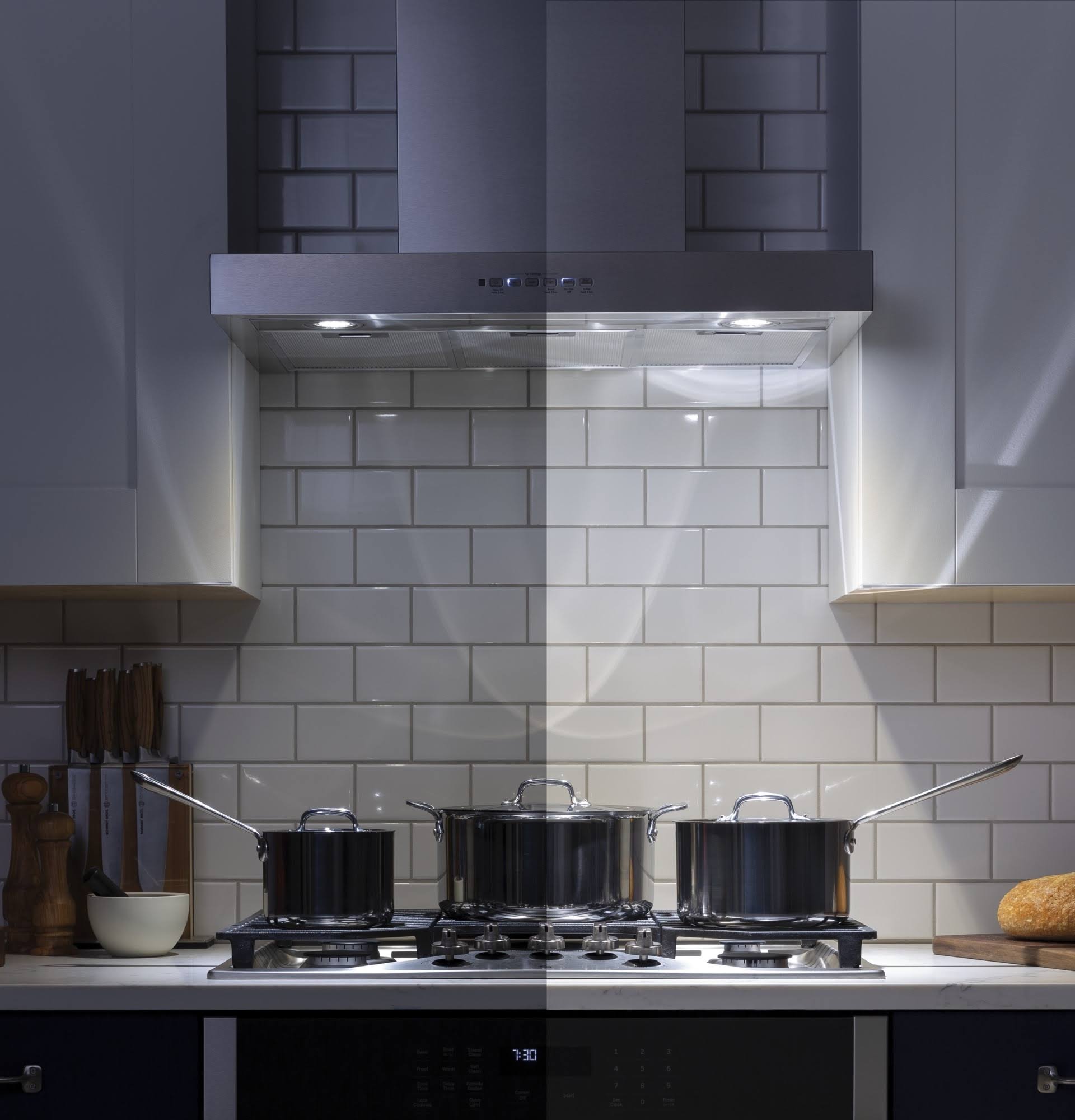 GE 30x22 Stainless Steel Designer Wall Mount Hood