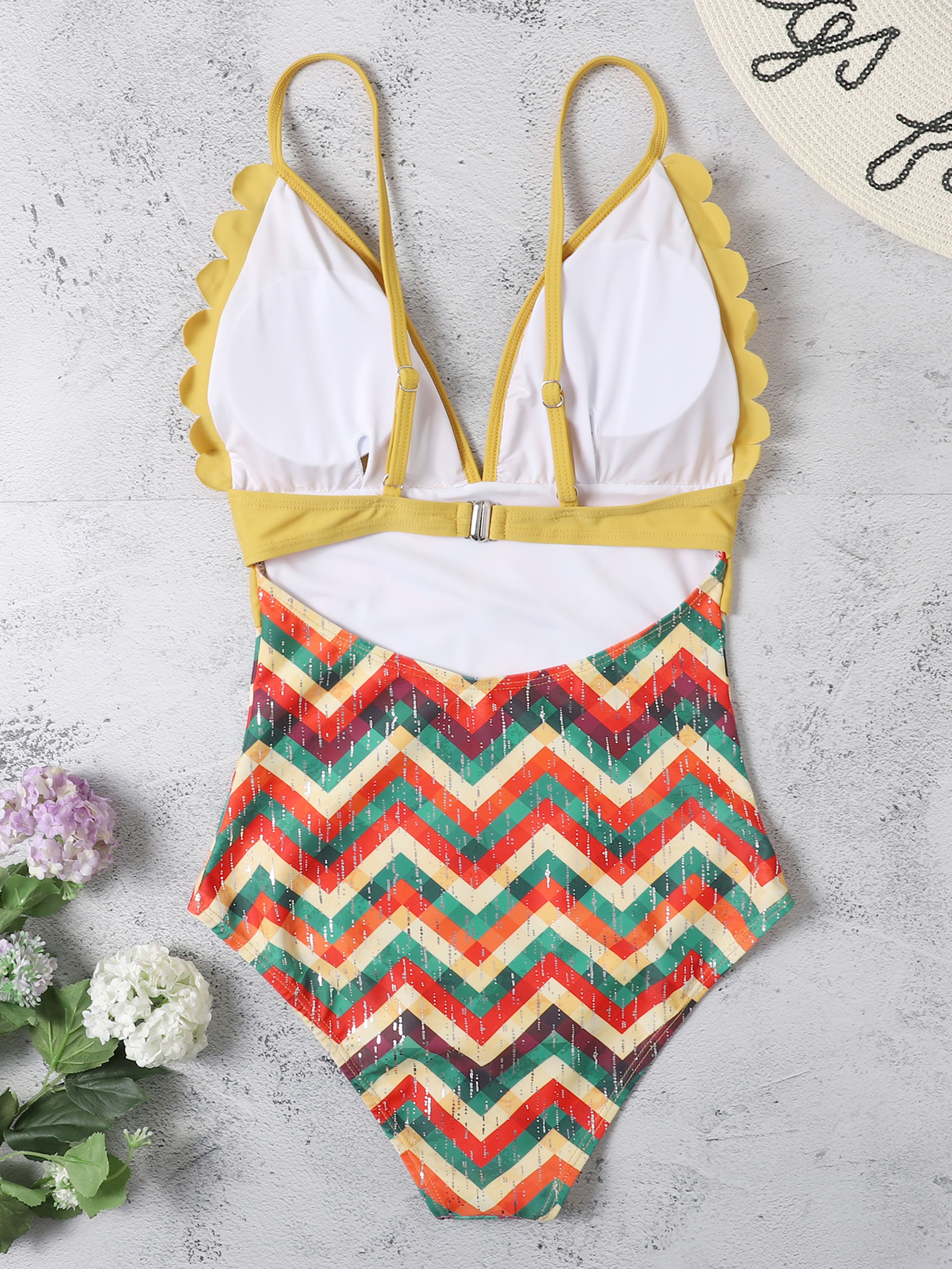 Color Block Open Back One-Piece Swimwear