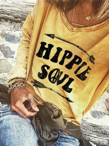 Casual Long Sleeve Letter Shirts & Tops