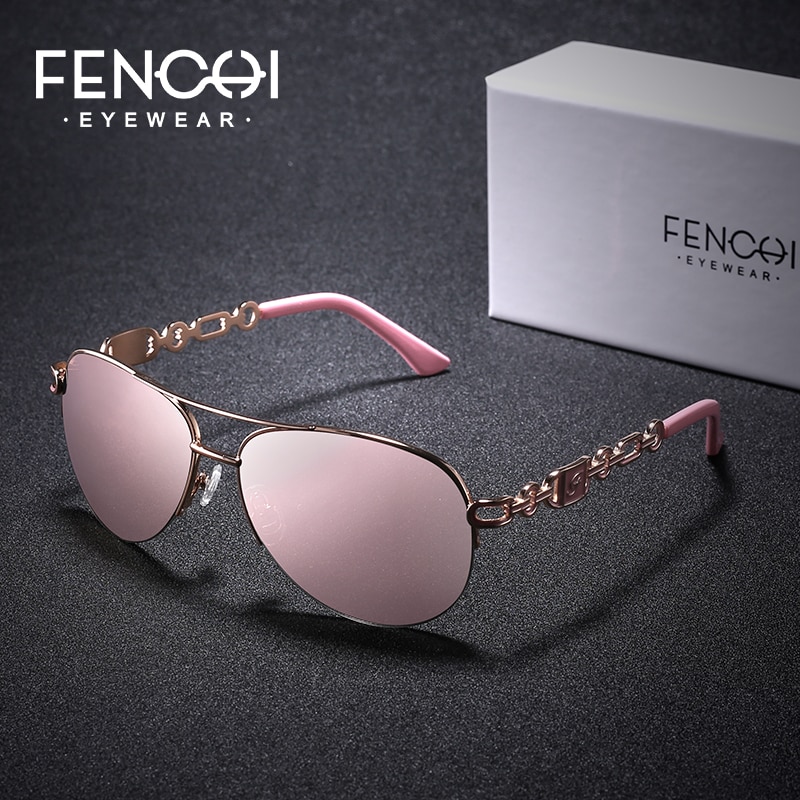 FENCHI Sunglasses Women Driving Pilot Classic Vintage Eyewear Sunglasses High Quality Metal Brand Designer Glasses UV400