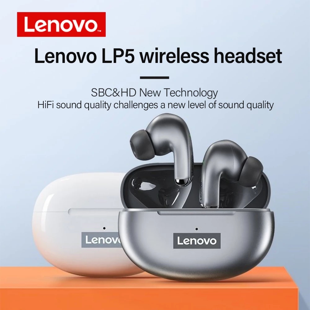 100% Original Lenovo LP5  Wireless Bluetooth Earbuds HiFi Music Earphone With Mic Headphones Sports Waterproof Headset 2021New