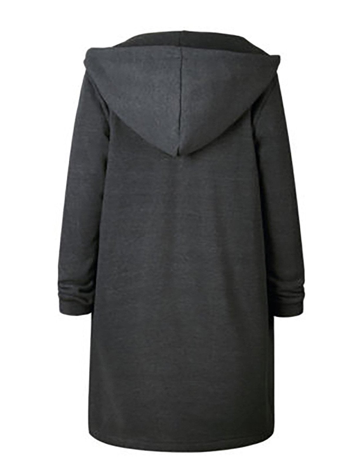Deep Gray Shift Plain Pockets Casual Coats