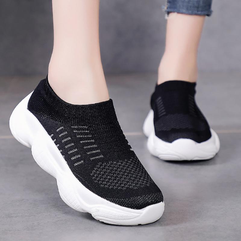 Women Mesh Fabric Sneakers Casual Comfort Socks Slip On Shoes