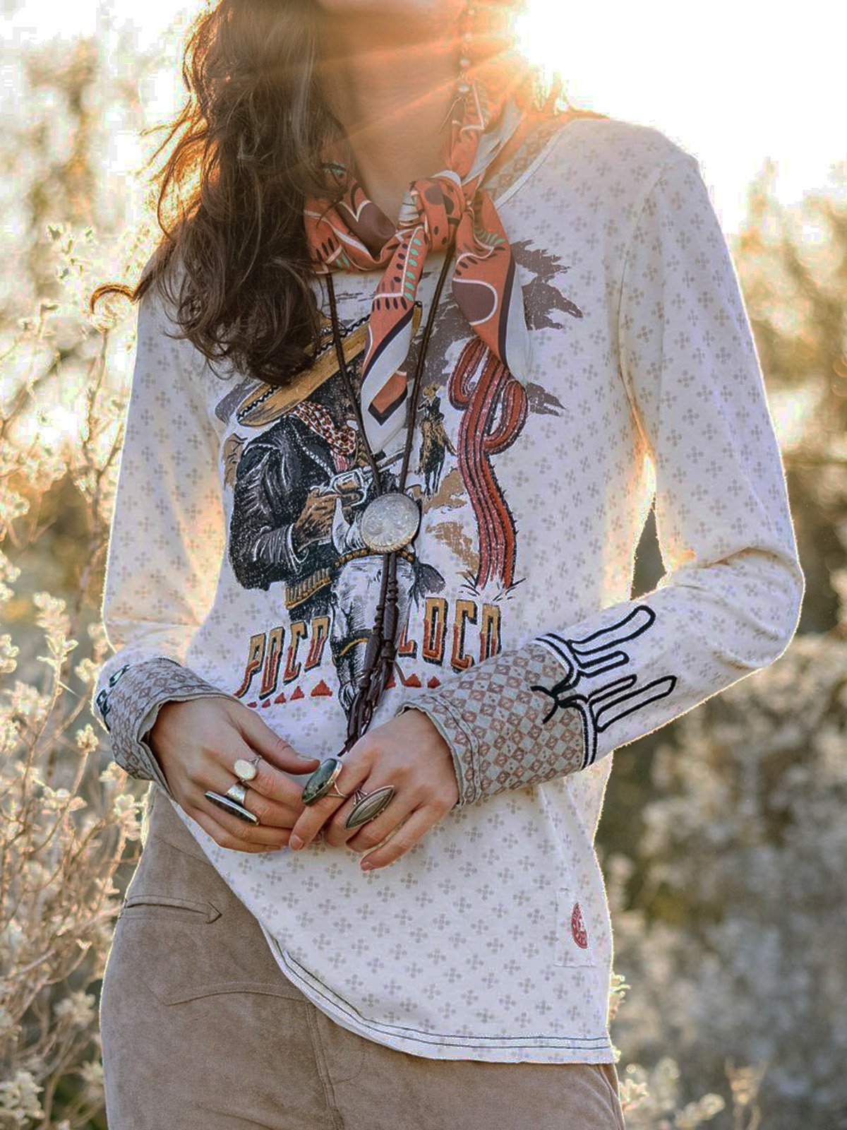 Vintage Crew Neck Long Sleeve Shirts & Tops