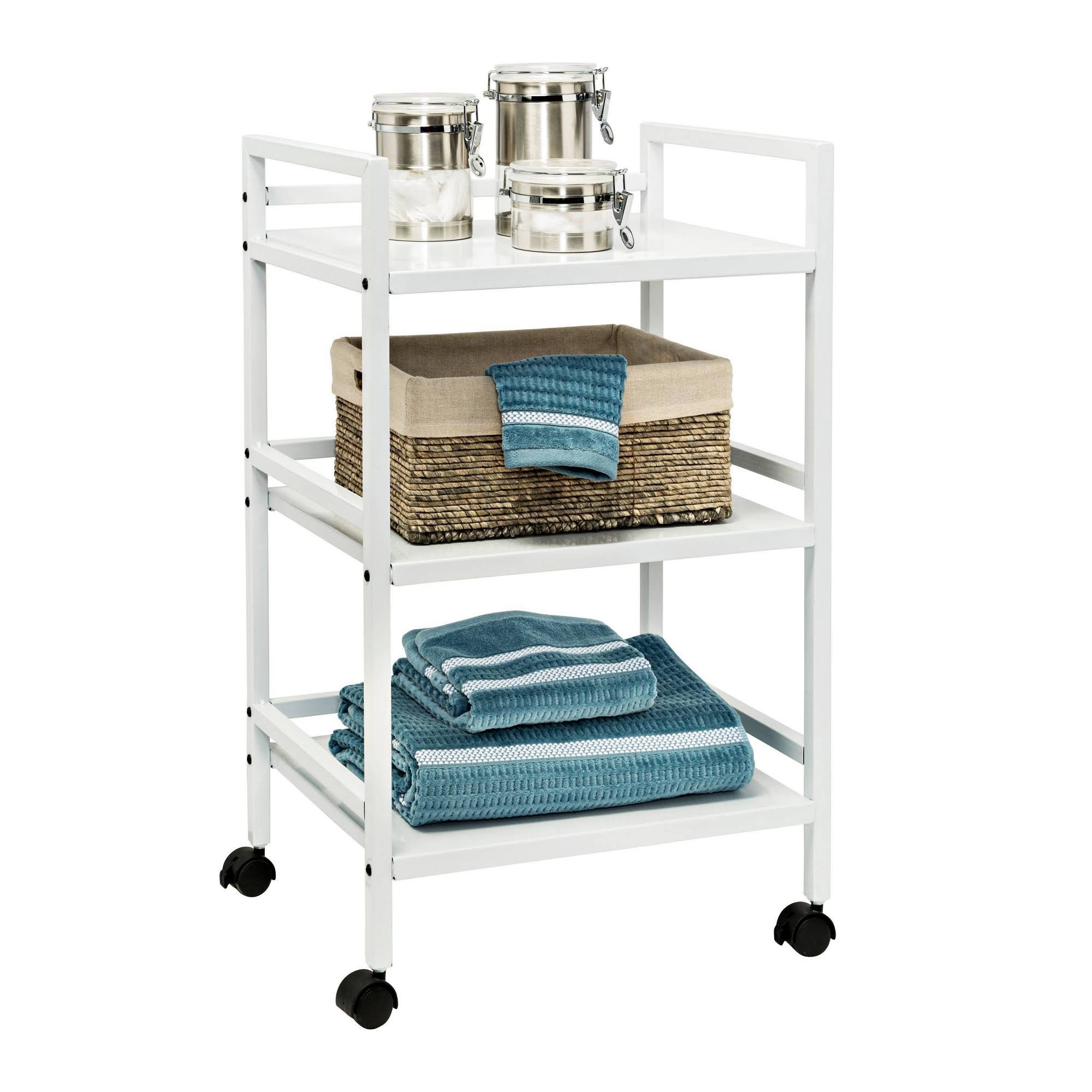 Honey Can Do 3-Tier Steel Rolling Cart, White