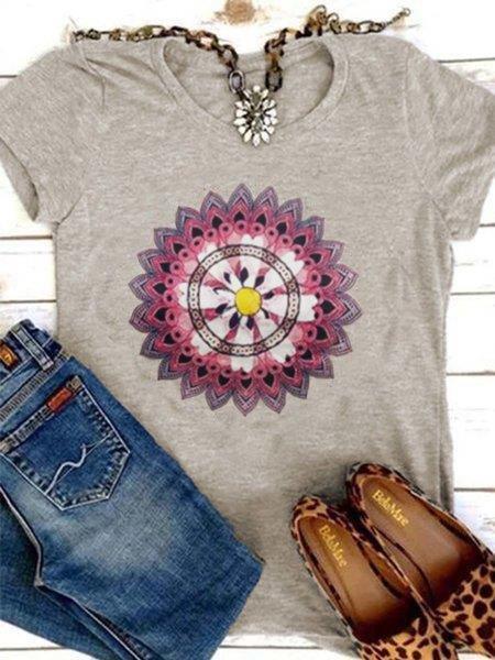 Short Sleeve Round Neck Printed Shirts & Tops