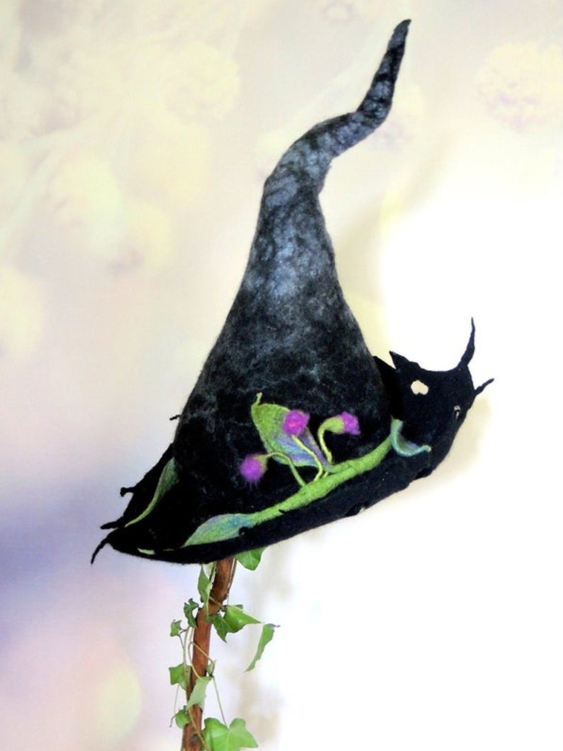 Black Cotton-Blend Vintage Hats