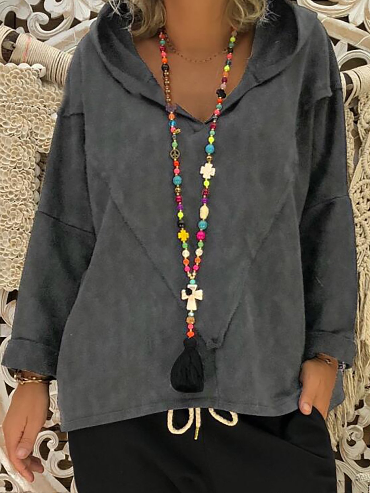 Long Sleeve Cotton-Blend Sweatshirts & Hoodies