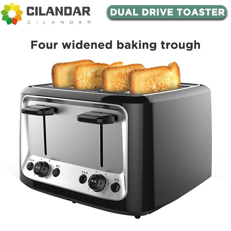 Stainless steel electric toaster household automatic baking bread maker breakfast machine