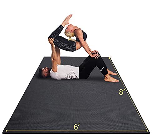 GXMMAT Extra Large Yoga Mat 6��x8��x7mm, Thick Workout Mats for Home Gym Flooring, Non-Slip Quick Resilient Barefoot Exercise Mat- Black