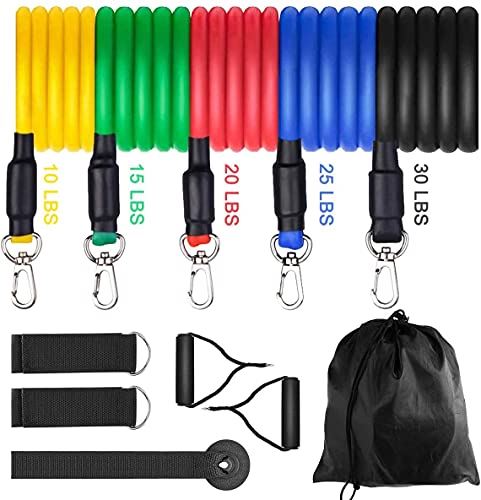 AVAV Resistance Bands Set 11 Pack, Exercise Band Training Skin Friendly Tubes Workout Bands Portable Home Gym with Handles-