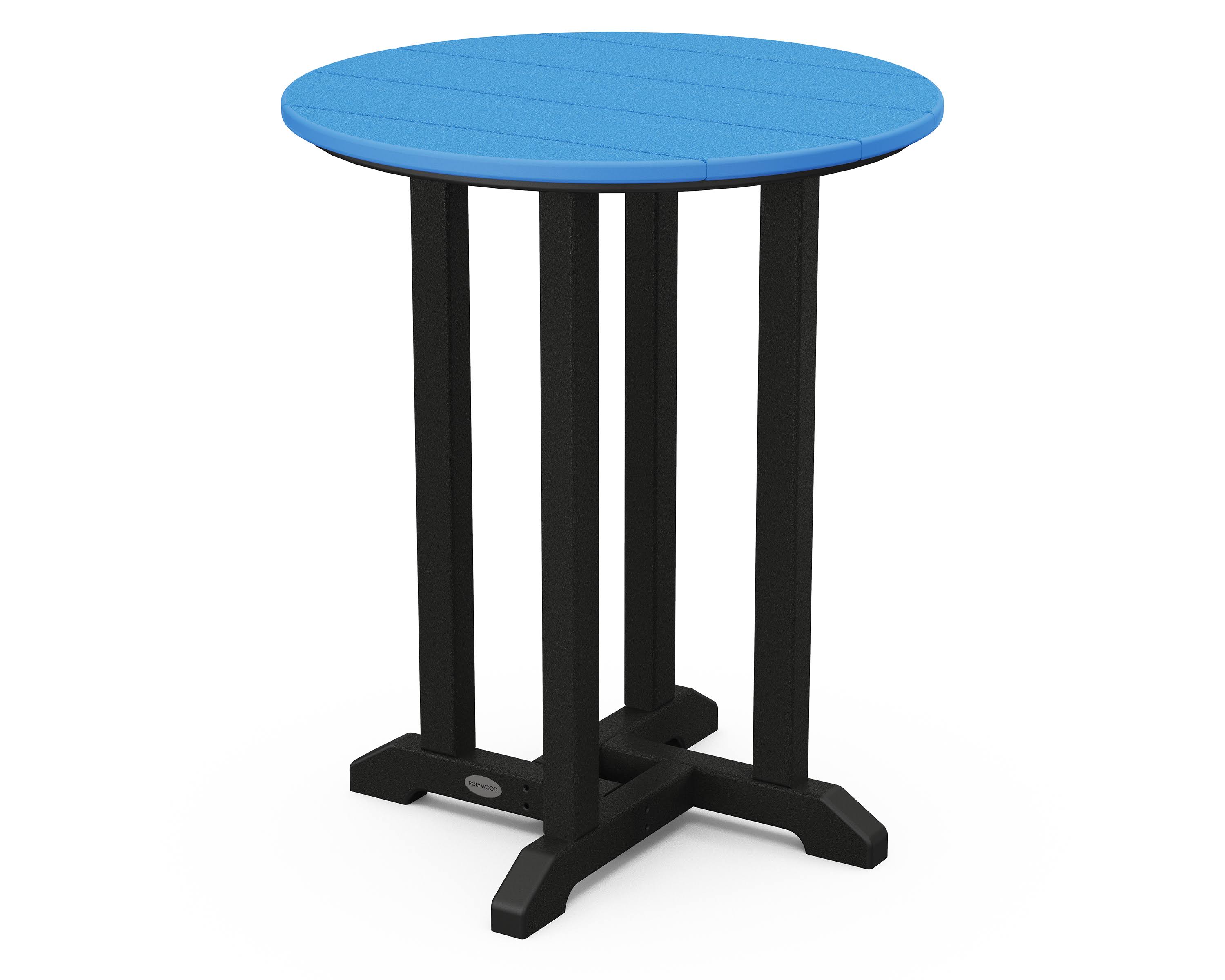 POLYWOOD Contempo 24x22 Round Dining Table - Black - Pacific Blue