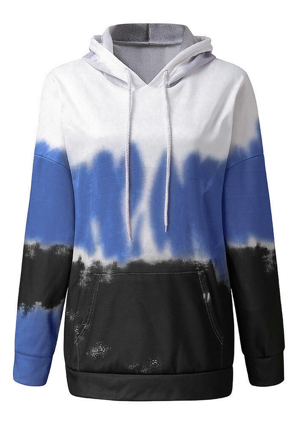 Sky Blue Gradient Long Sleeve Pullover Hoodie