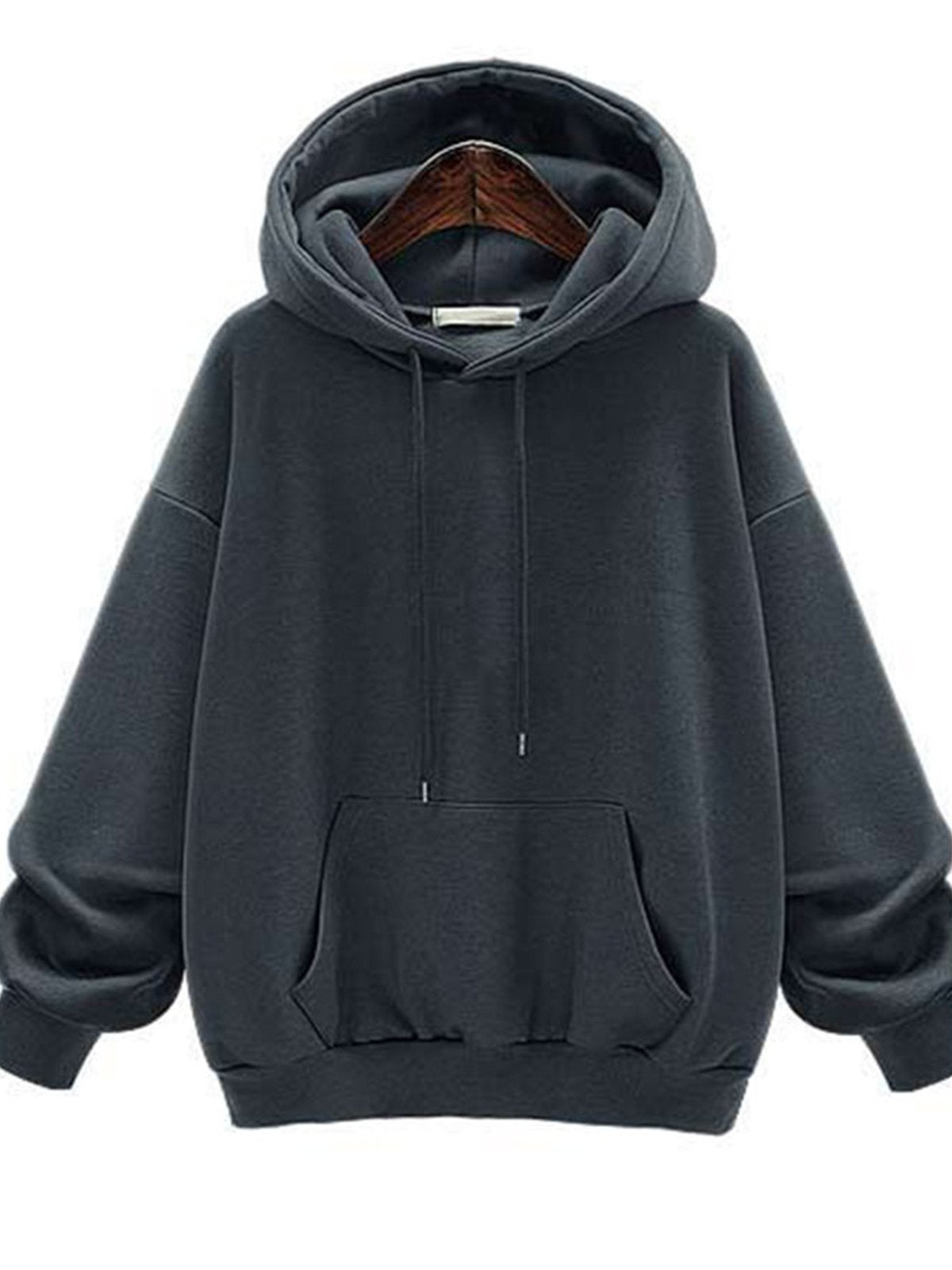 Solid Color Pocket Thicken Hooded Sweatshirt