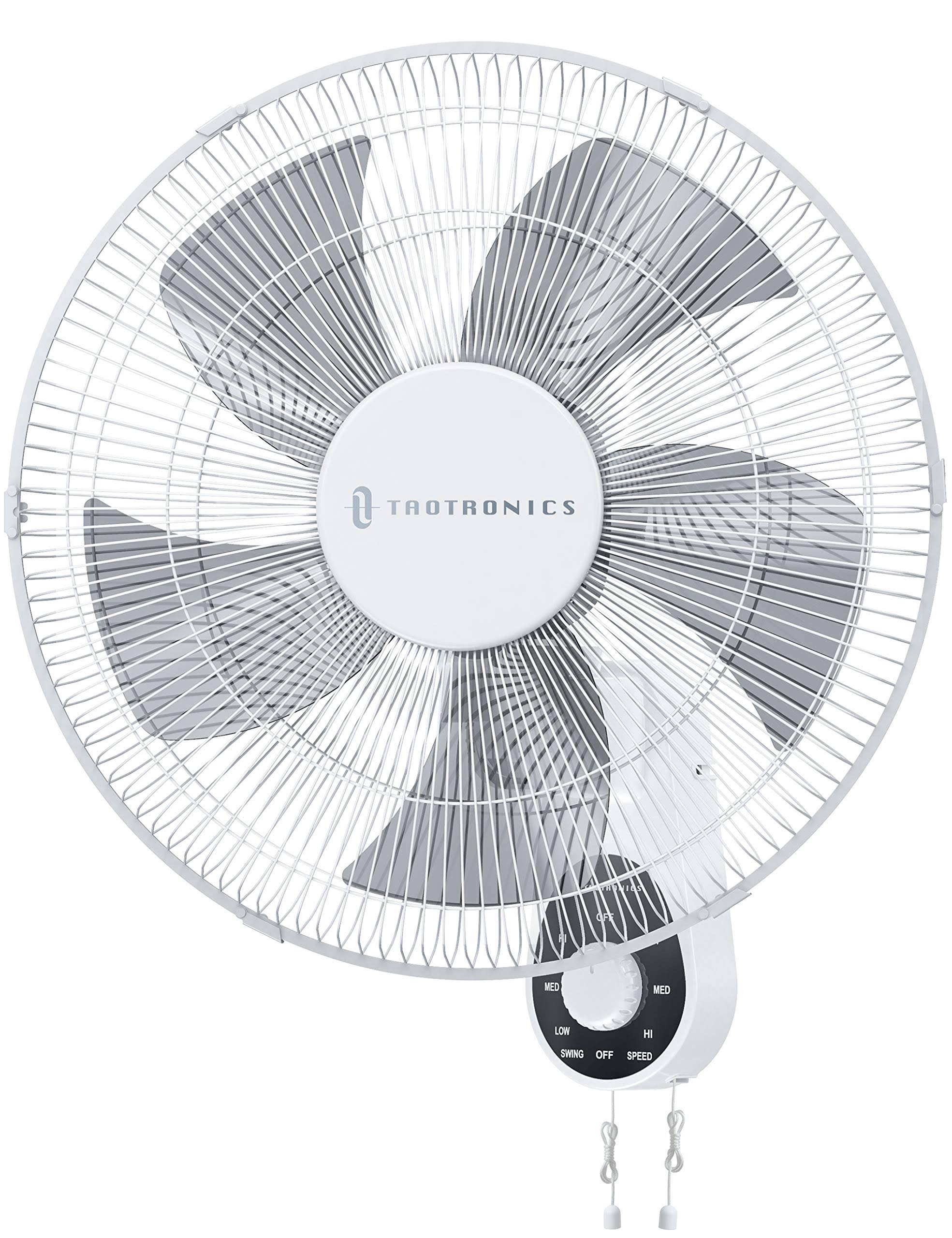 TaoTronics Wall Fan, 16x22 High Velocity Wall Mount Fan with 5 Blades, 3 Speeds, 90° Oscillating, Adjustable Tilt, ETL Certified