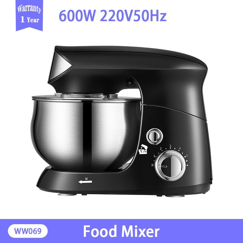 Stainless Steel Bowl Mute Mixer 6-speed Kitchen Food Stand Mixer