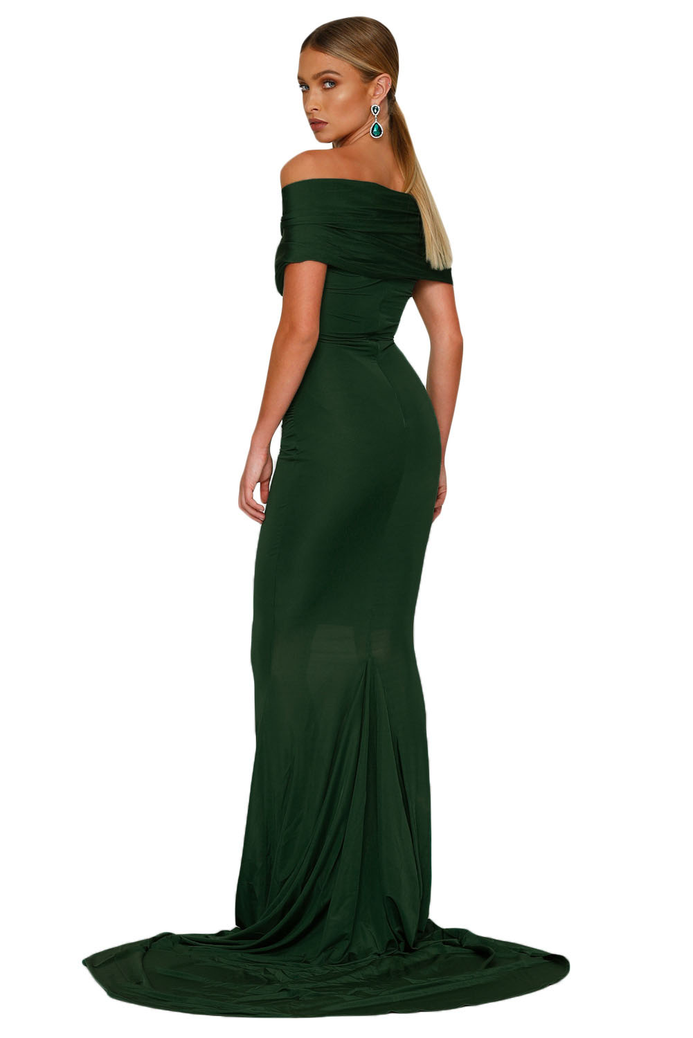 Emerald Off-shoulder Mermaid Wedding Party Gown