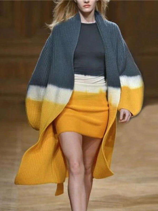 Women's Stitching Long-Sleeved Cardigan