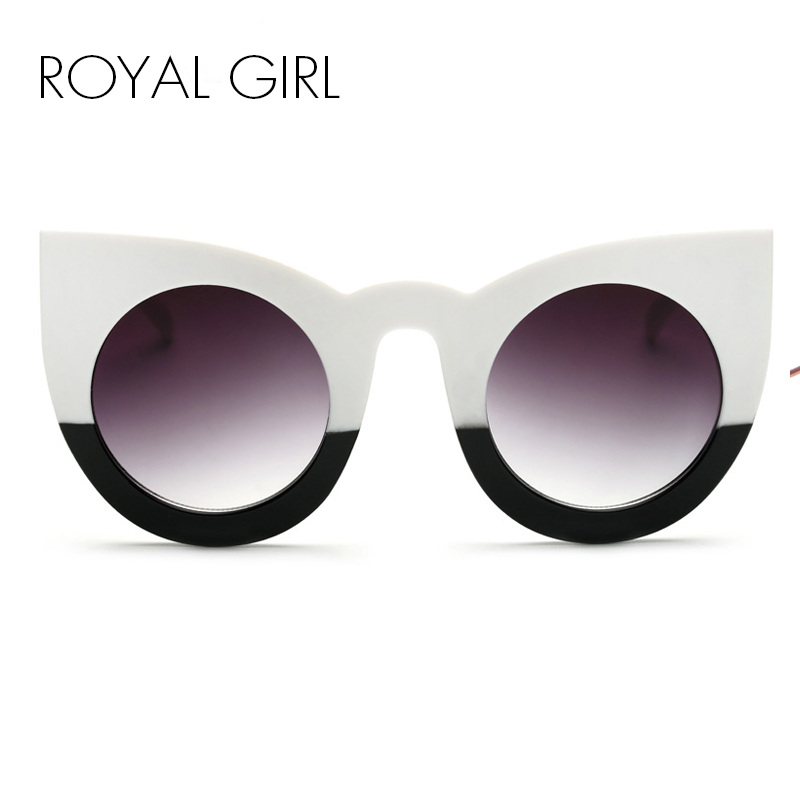 ROYAL GIRL Women Sunglasses Big Frame Mirror Glasses Chunky Cat Eye Sunglasses Women Brand Designer ss811