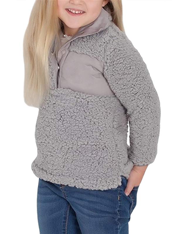Gray Sherpa Pullover for Little Girl